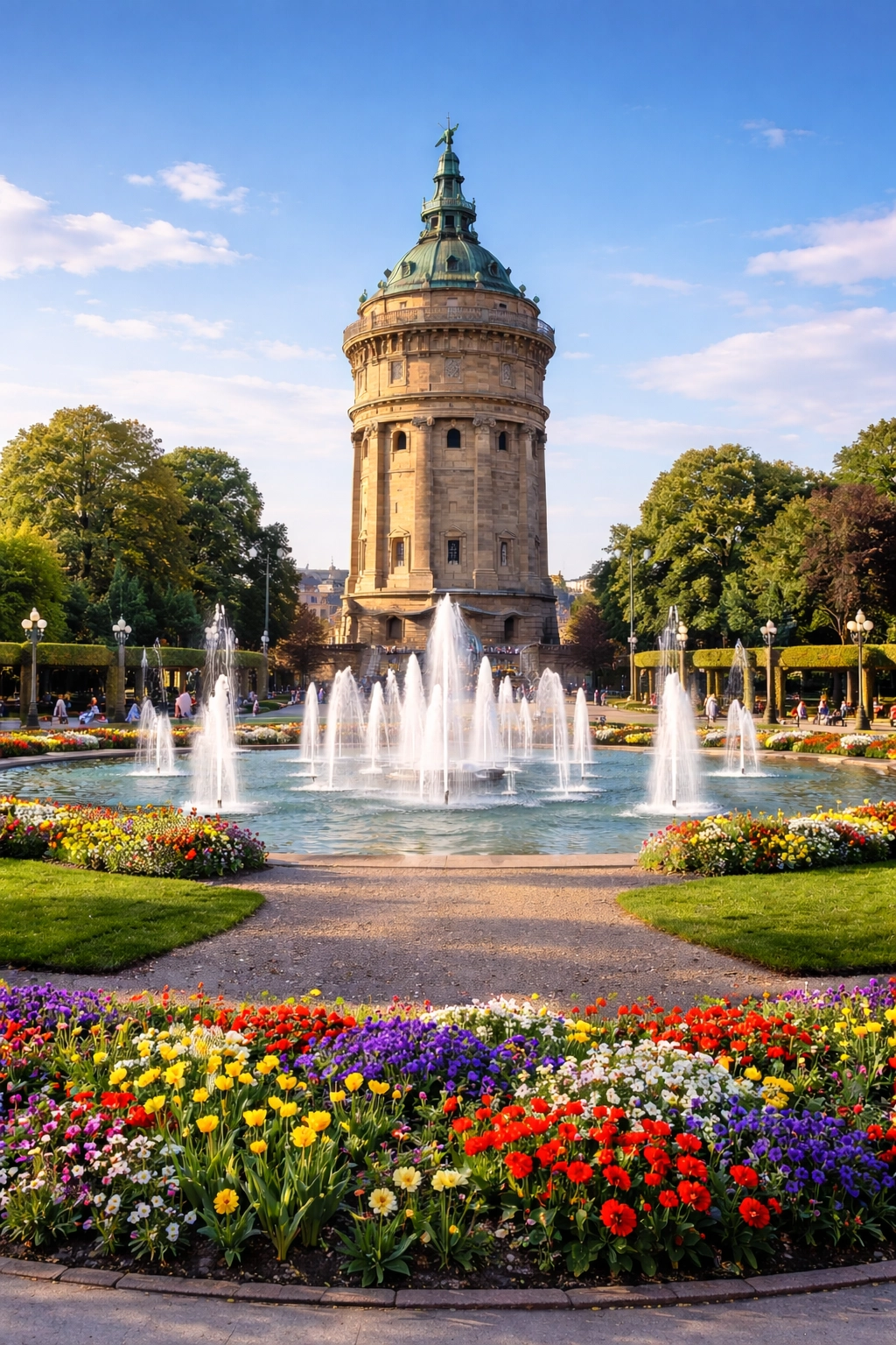 Mannheim Skyline mit Wasserturm und Fernmeldeturm – Wirtschaftsstandort Metropolregion Rhein-Neckar