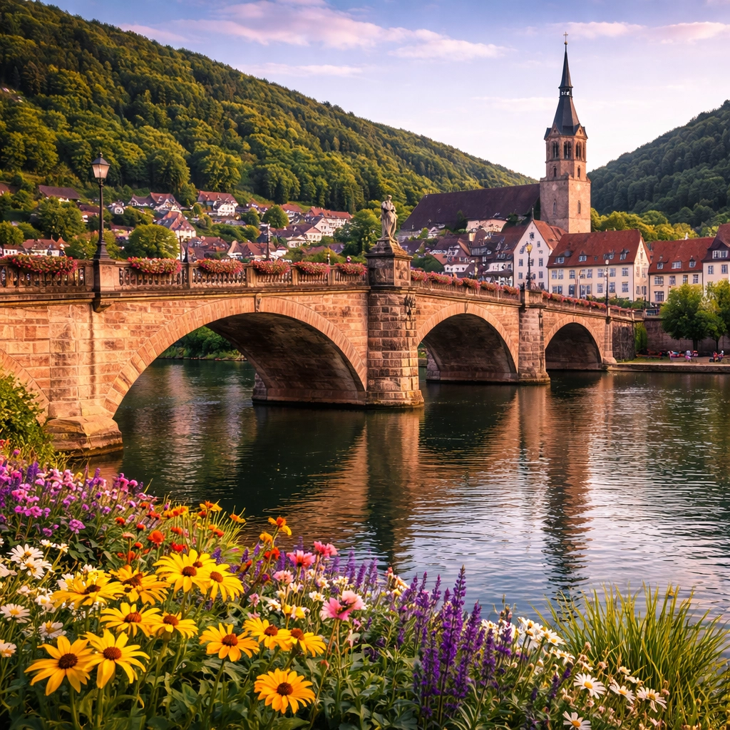 Neckargemünd Altstadt mit historischen Fachwerkhäusern am Neckar