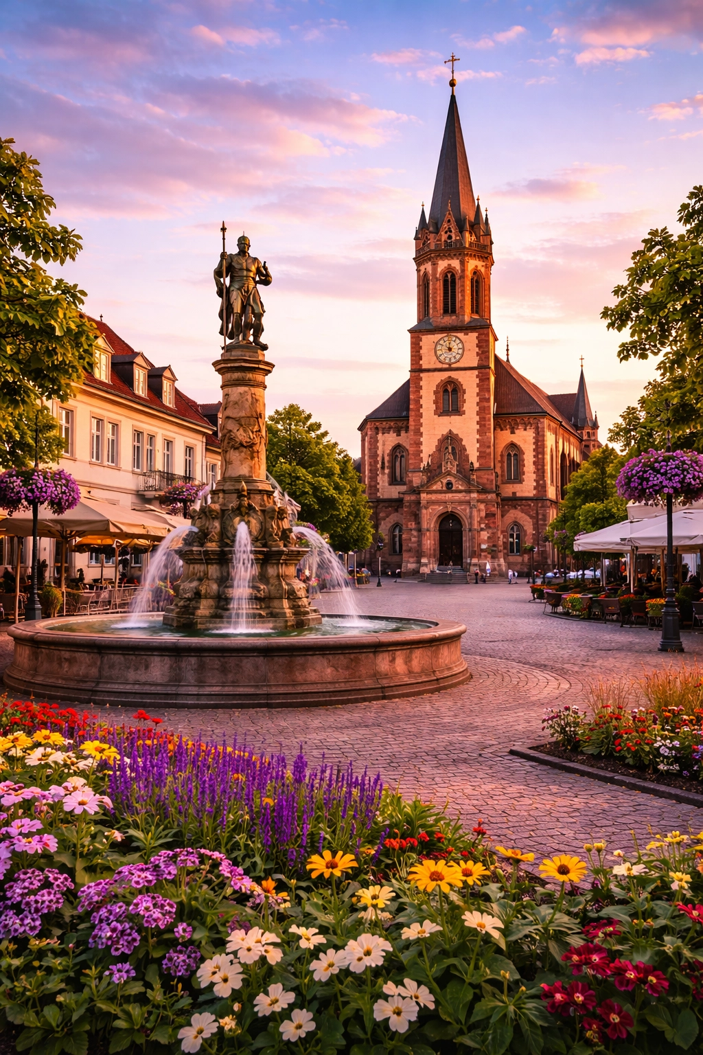 Viernheim – Stadtansicht mit katholischer Kirche St. Michael