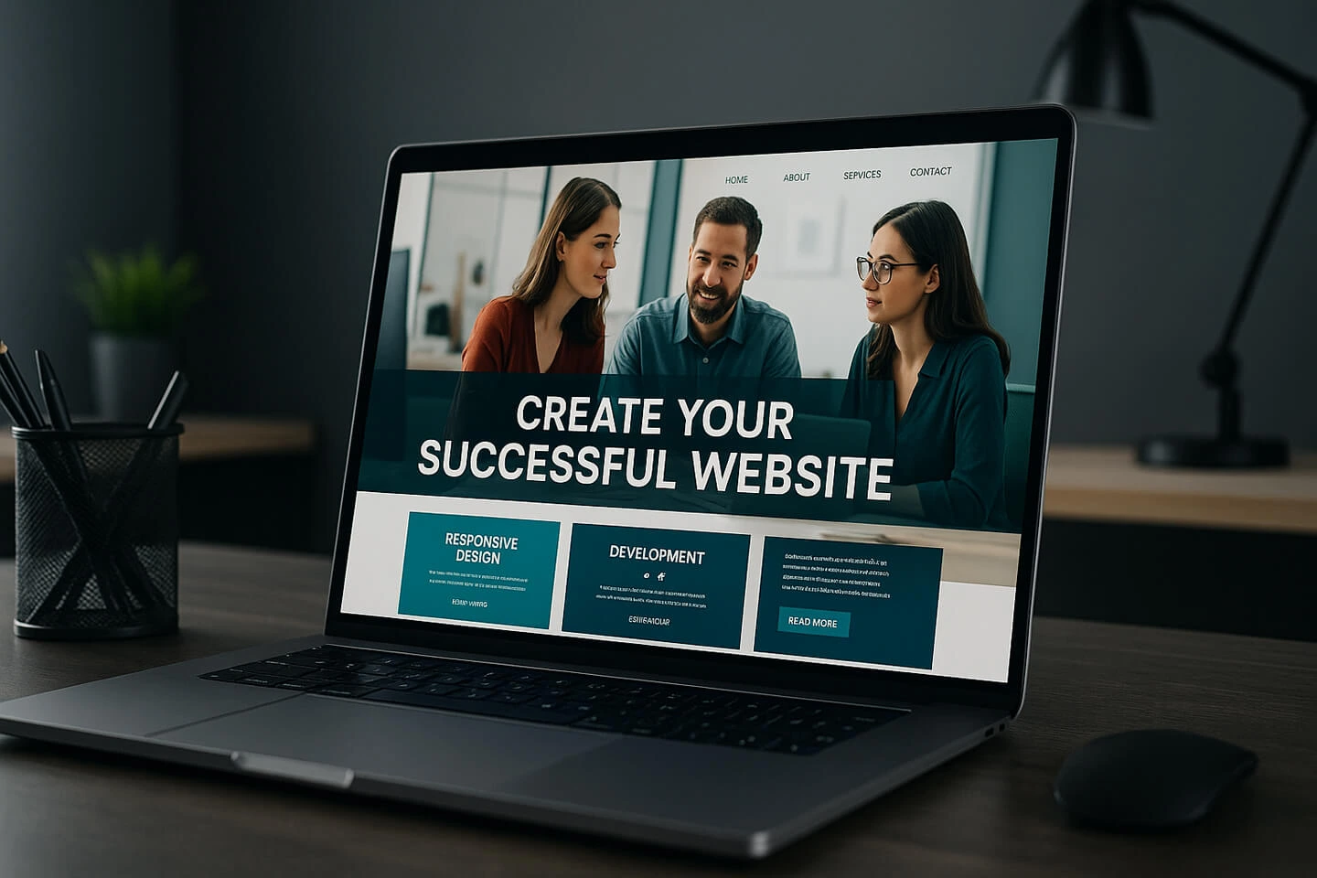 Website erstellen lassen – modernes Webdesign auf dem Laptop Modernes Webdesign auf MacBook – Website erstellen lassen